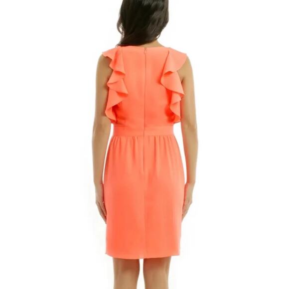 Shoshanna Katrina Neon Orange Ruffle Cap Sleeve Sheath Mini Dress - Picture 9 of 10